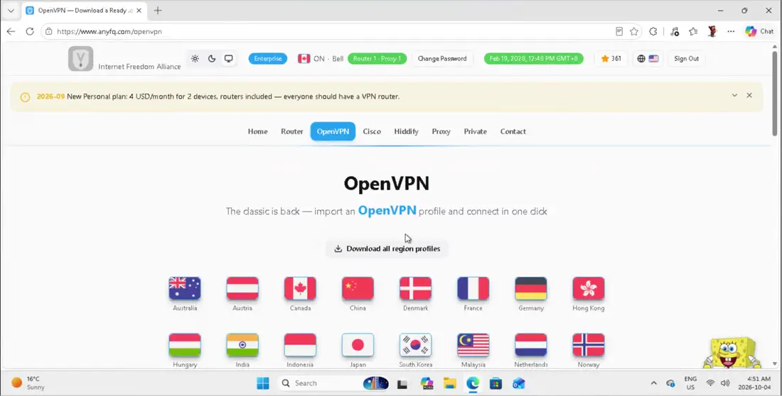 Click OpenVPN in the navigation bar.