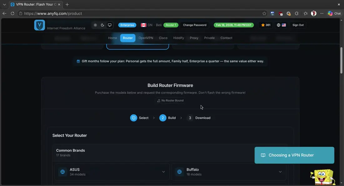 If your account expires and the router goes offline, it reconnects by itself after you renew.